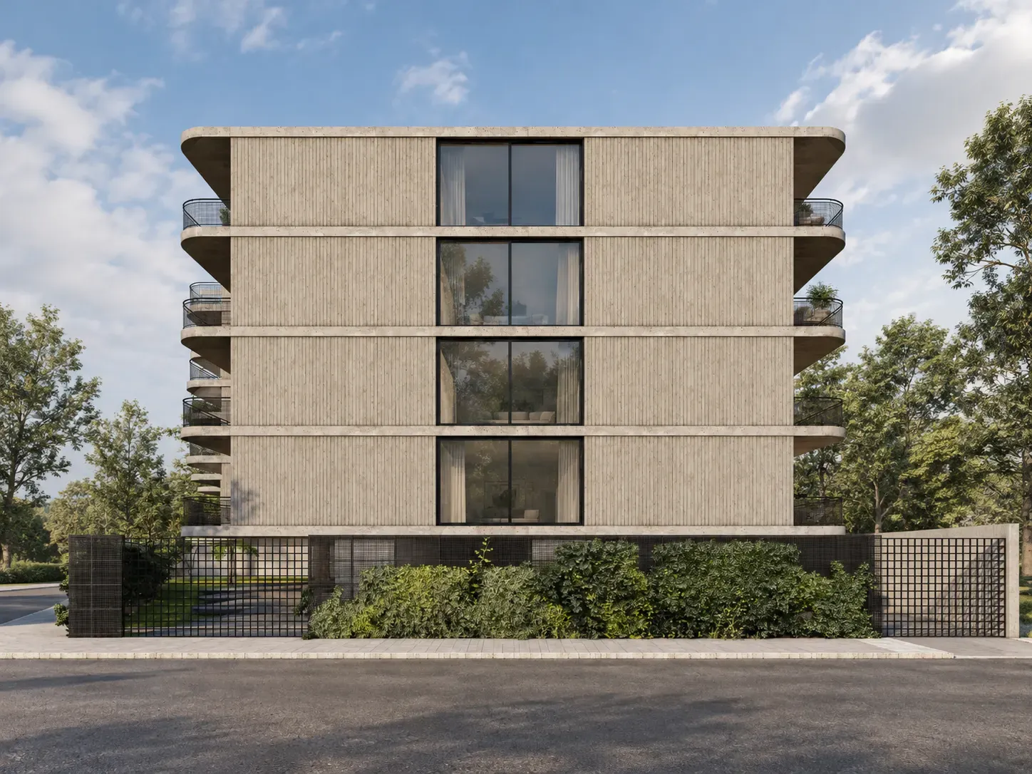 Render de la fachada lateral.
