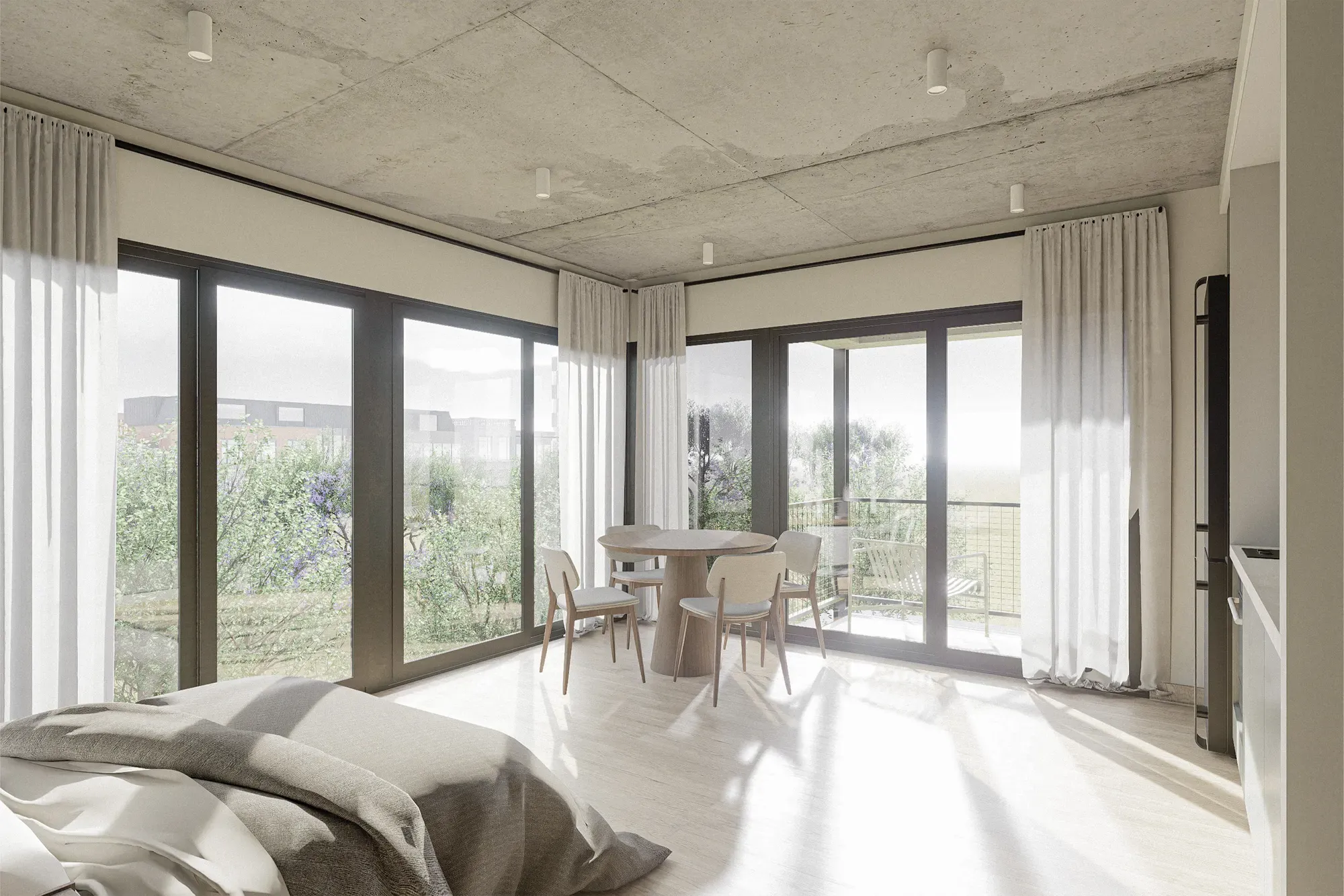 Render de un monoambiente.